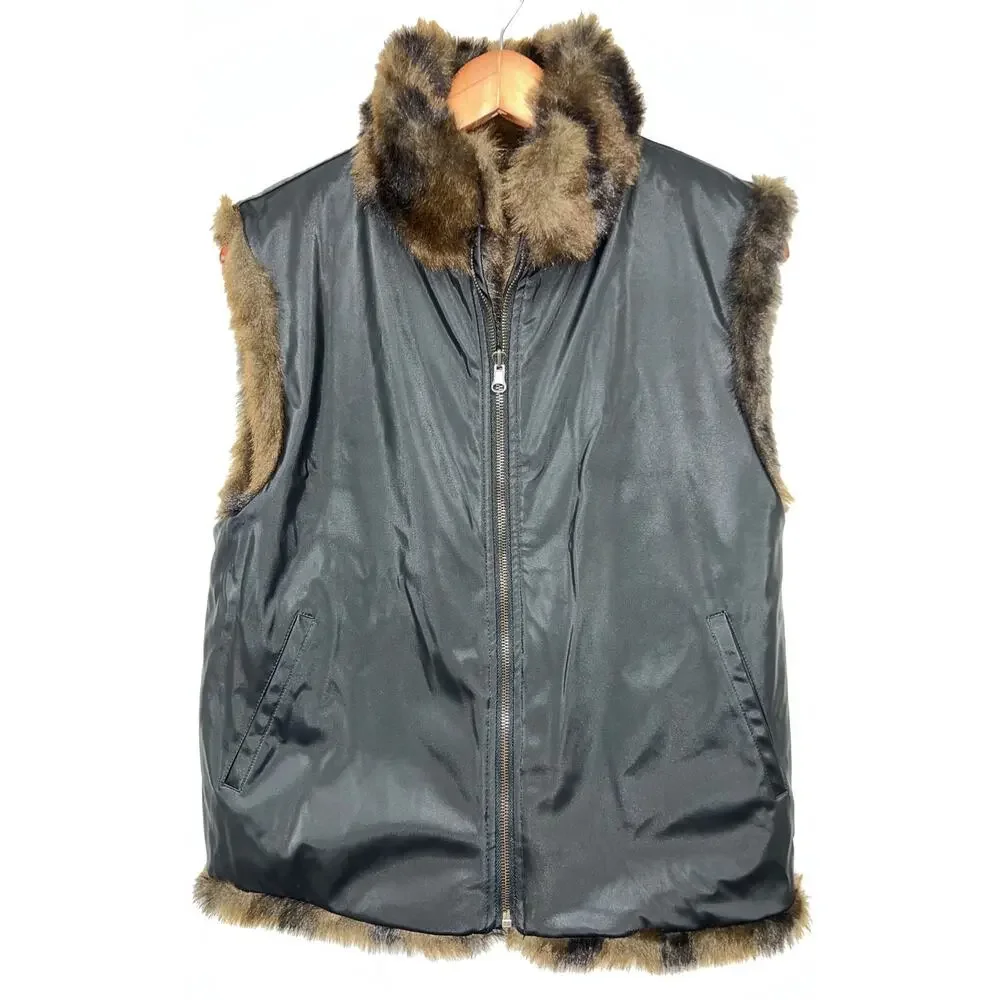 NWOT Coaco New York Faux Mink Fur Vest Reversible M